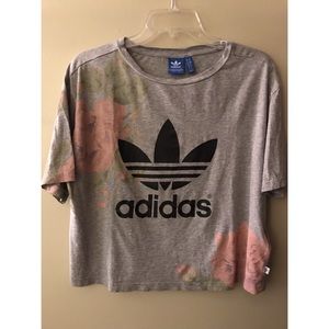 Adidas grey floral shirt